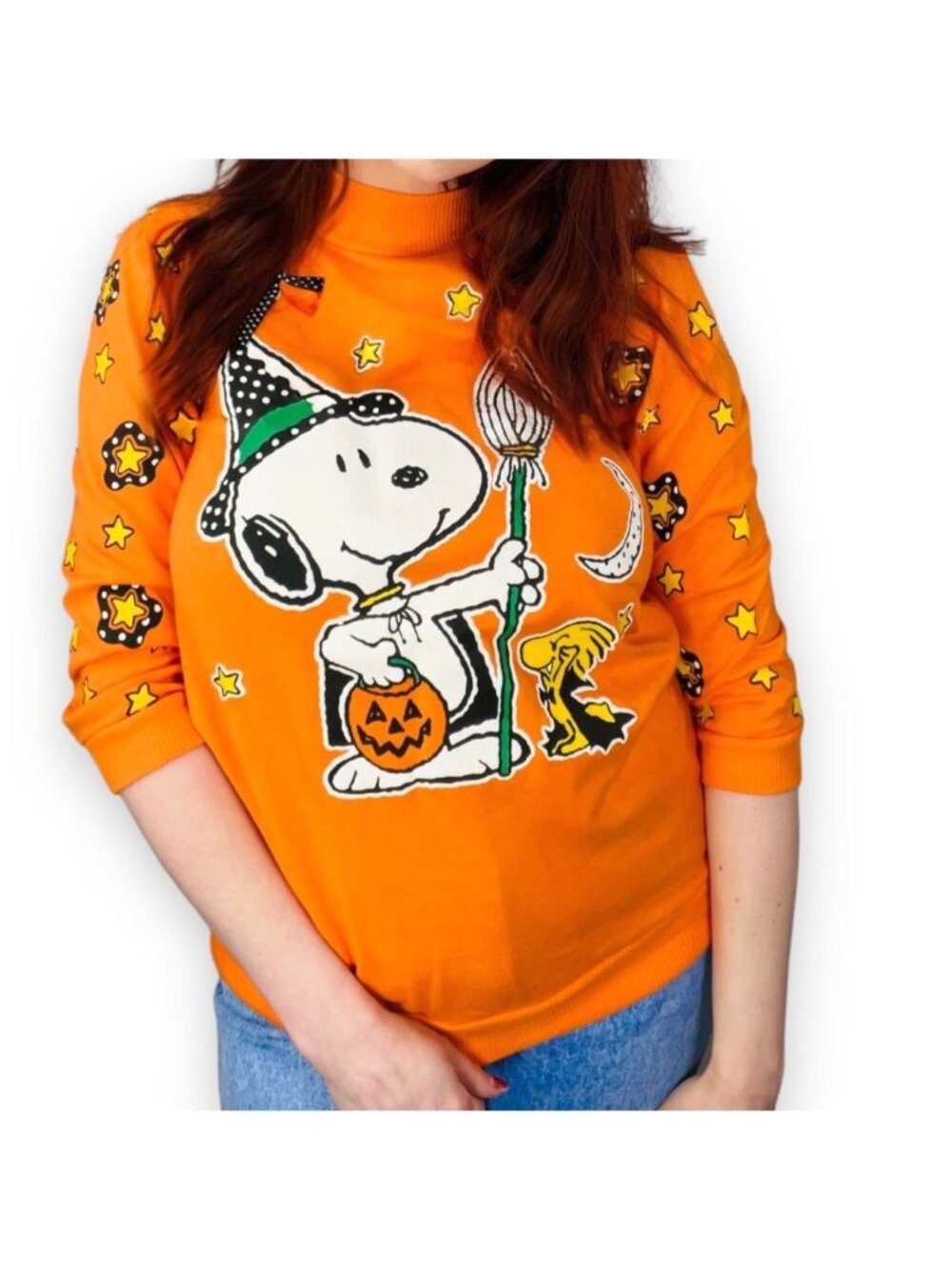 Vintage Snoopy Orange Halloween Sweatshirt Youth Medium / Adult XXS - XS